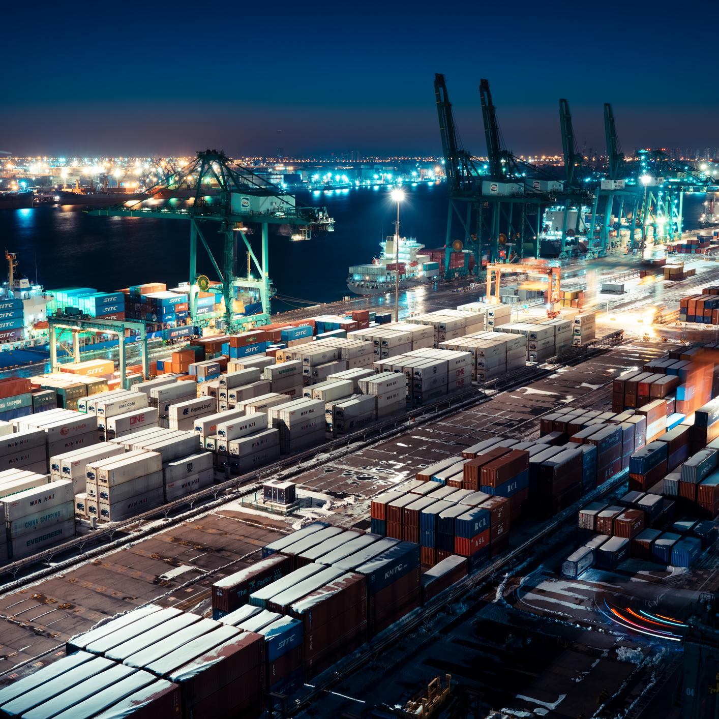 Shipping Containers At Night